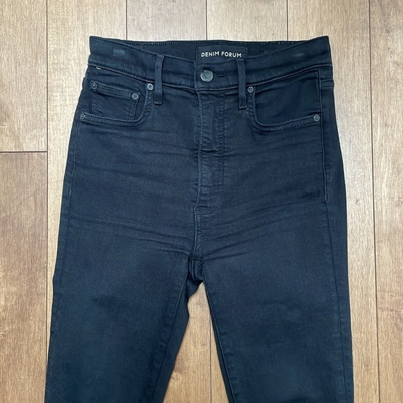 Denim Forum Aritzia the lola high rise skinny crop black frayed hem sz 25 - Picture 6 of 10